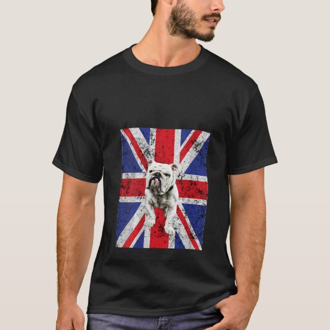 Camiseta Womens Union Jack Bulldog England United Kingdom B (Frente)