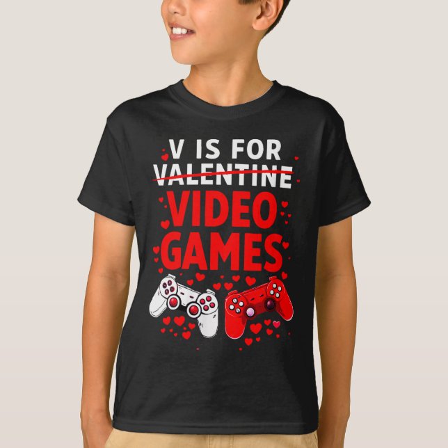 Camiseta Women's V Is For Video Games Funny Valentines Game (Frente)