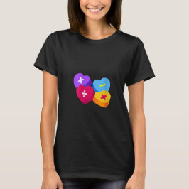 Camiseta Womens Valentines Day Hearts With Math Symbols Tea