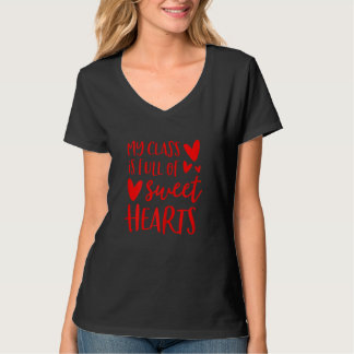 Camiseta Womens Valentines Day Teacher Shirt My Class is Fu