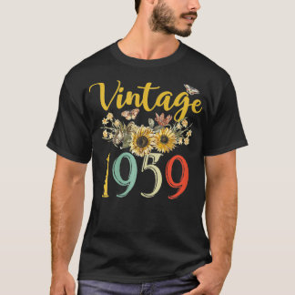 Camiseta Womens Vintage 1959 Sunflower 63º Awesom de Aniver