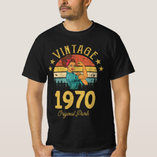 Camiseta Womens Vintage 1970 Make Em 1970 , Feliz Aniversár