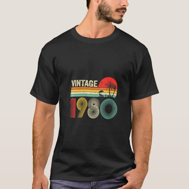 Camiseta Womens Vintage 1980, 42° Bday, 42 anos (Frente)