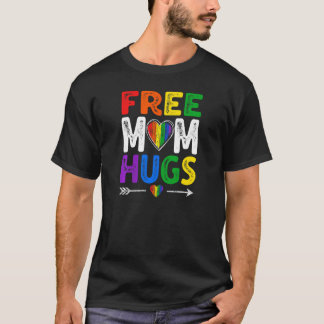 Camiseta Womens Vintage Distressed Free Mom Hugs LGBT Pride