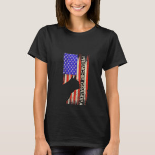 Camiseta Womens Vintage Usa Flag Buldogue Francês Avô Fre