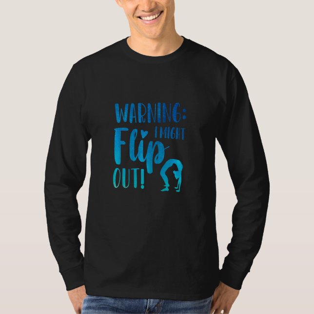 Camiseta Womens Warning I Might Flip Out Gymnastics Gymnast (Frente)