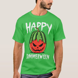 Camiseta Womens Watermelon Jackolantern Summer Halloween Ha
