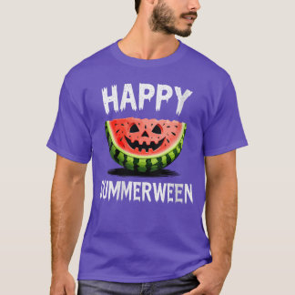 Camiseta Womens Watermelon O Lantern Summer Halloween Happy