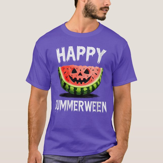 Camiseta Womens Watermelon O Lantern Summer Halloween Happy (Frente)