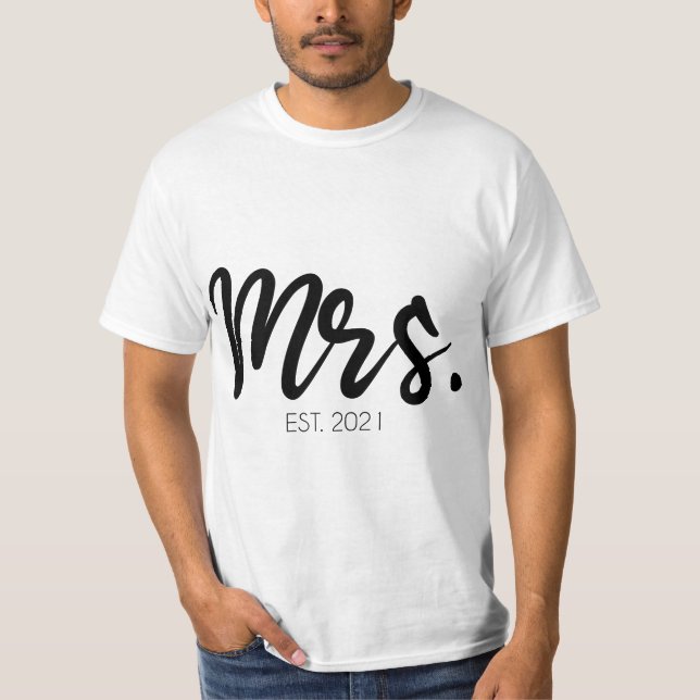 Camiseta Womens Wedding Matching Gifts Mrs. Est. 2021 Brida (Frente)