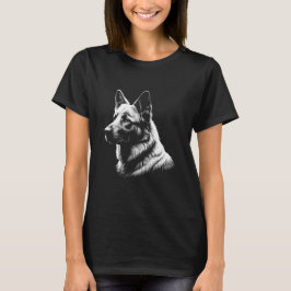 Camiseta Women's White German Shepherd Black Tee