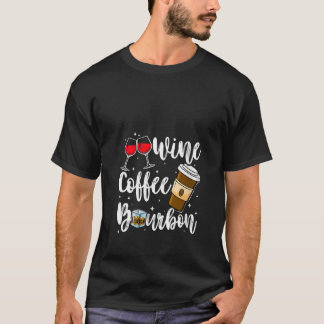 Camiseta Womens Wine Coffee Bourbon Drinking Alcohol Funny