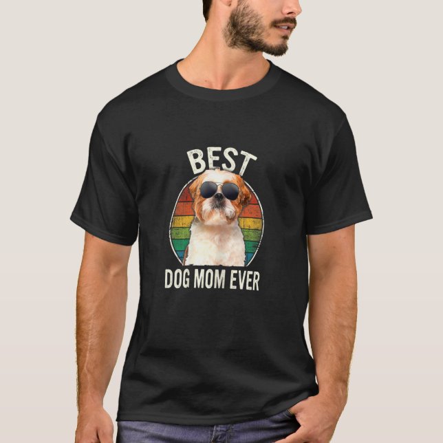 Camiseta Womens Women Best Shih Tzu Dog Mom Ever Mother's D (Frente)