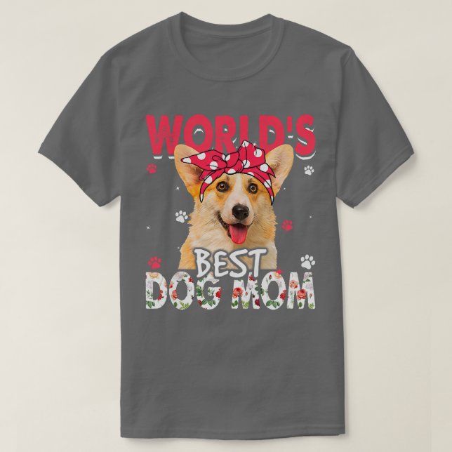 Camiseta Womens World's Best Corgi Dog Mom Funny Mother's D (Frente do Design)