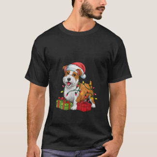 Camiseta Womens Xmas Lighting Santa Hat Welsh Terrier Dog C