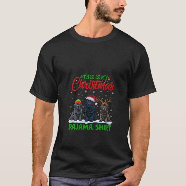 Camiseta Womens Xmas Santa Hat Reindeer Newfoundland Dog Ch (Frente)