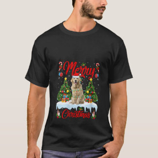 Camiseta Womens Xmas Tree Lighting Golden Retriever Dog Mer