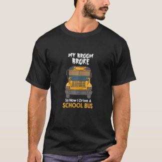 Camiseta Womens Yellow School Bus Driving Driver Helloween