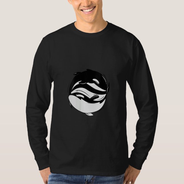 Camiseta Womens Yin Yang Killer Whale Orca V Neck (Frente)