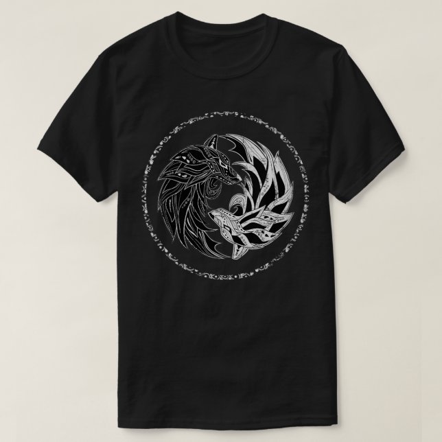 Camiseta Womens yin yang Wolf, yinyang Tai Chi, Qi G (Frente do Design)