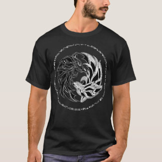 Camiseta Womens yin yang Wolf, yinyang Tai Chi, Qi G
