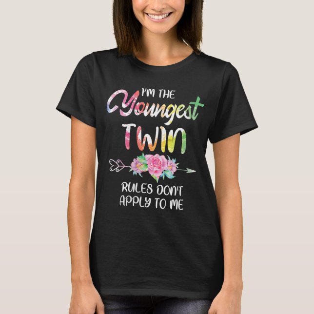 Camiseta Womens Youngest Twin Shirt Sibling Birthday (Frente)