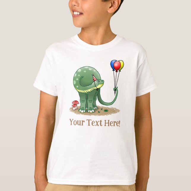 Camiseta Wonderful Dinosaur Holding the Birthday Balloons (Frente)