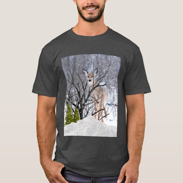 Camiseta Wonderland de inverno com arte collage (Frente)