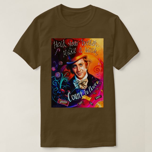 Camiseta Wonka e chocolate fanart (Frente do Design)