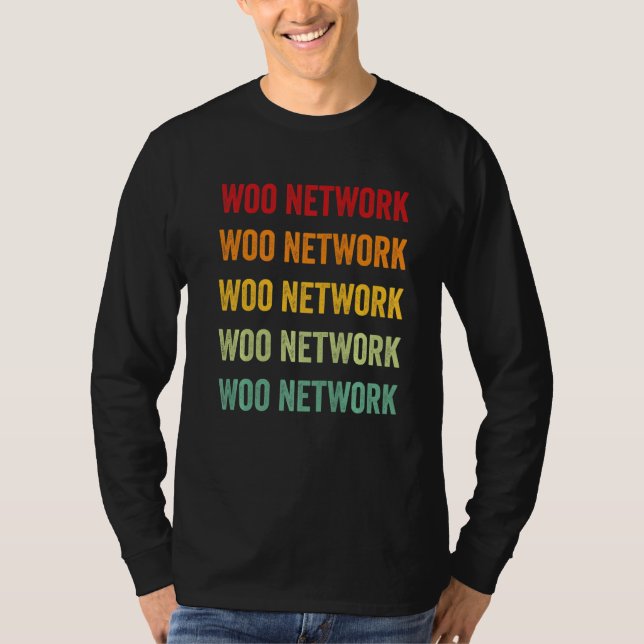 Camiseta Woo Network Crypto Rainbow Text (Frente)