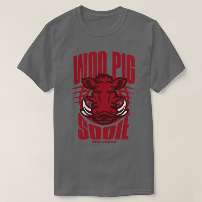 Camiseta Woo Pig Sooie em vermelho-escuro (Frente do Design)