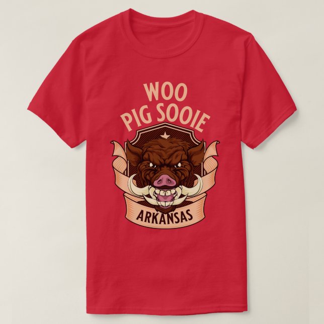 Camiseta Woo Pig Sooie Wild Razorback (Frente do Design)
