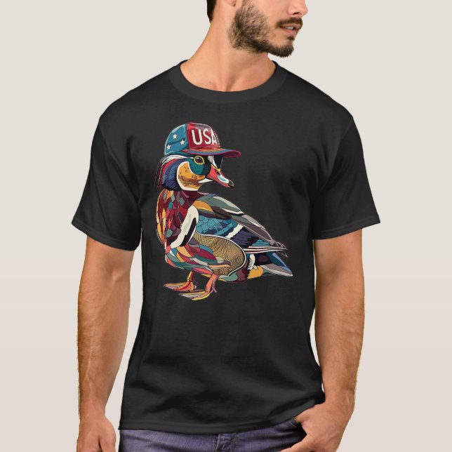 Camiseta Wood Duck With USA Hat (Frente)