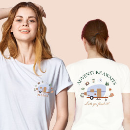 Camiseta Woodland Adventure Aguarda Mama acampada