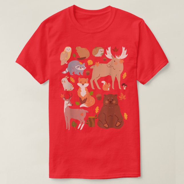 Camiseta Woodland Animals Fo Bear Moose Wildlife Cute Anima (Frente do Design)