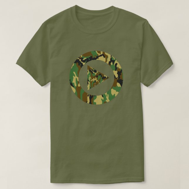 Camiseta Woodland Camo Pattern Press Play (Frente do Design)