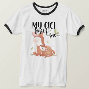 Camiseta Woodland Deer Doe and Baby Fawn My Gigi Me ama