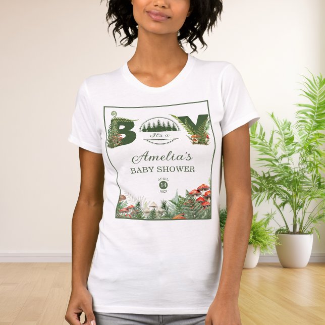 Camiseta Woodland Mushroom It’s a Boy Baby Shower Forest  (Criador carregado)