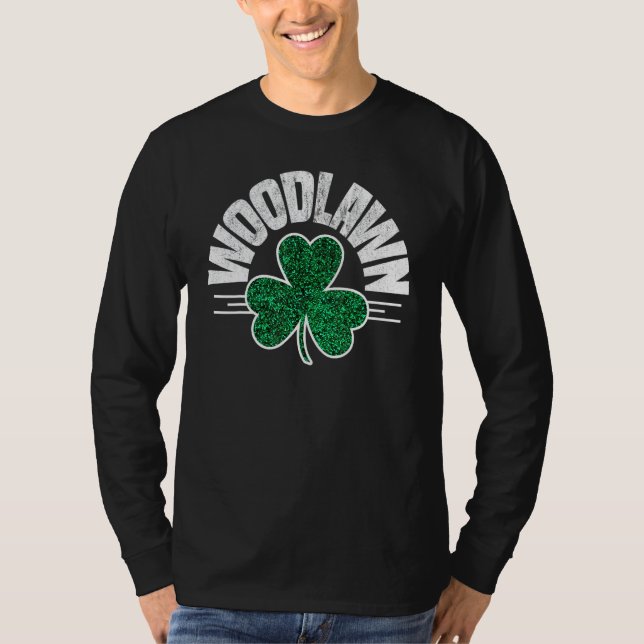 Camiseta Woodlawn Bronx Dia de São Patrício Engraçado Irlan (Frente)