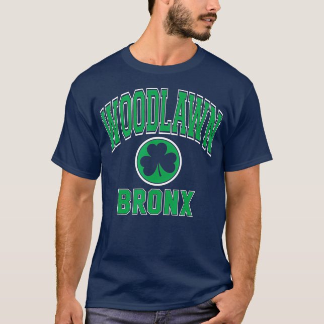 Camiseta Woodlawn Bronx NY Estilo Varsity Shamrock Verde (Frente)