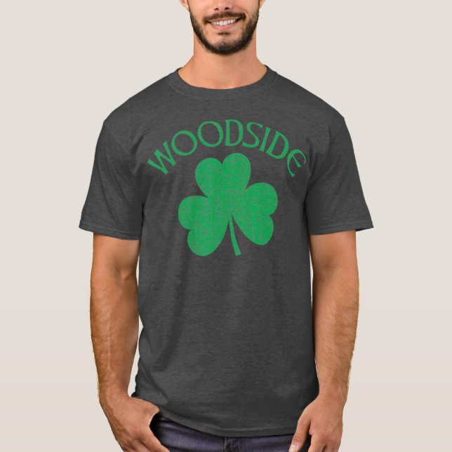 Camiseta Woodside Queens NY Irish Shamrock aflita (Frente)