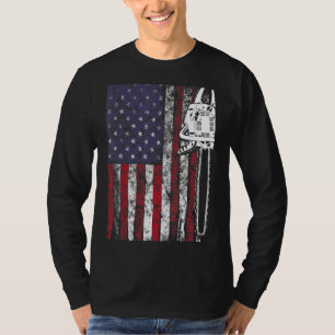 Camiseta Woodworker Chainsaw Wood Logger Us Flag Lumberjack
