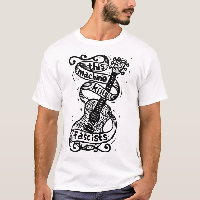 Camiseta Woody Guthrie - Esta Máquina Matar Fascistas (Frente)