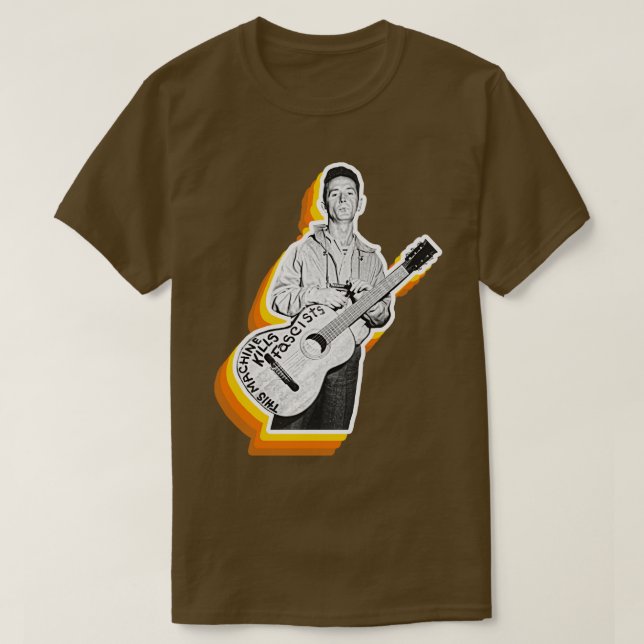 Camiseta Woody Guthrie Retro Fade (Frente do Design)