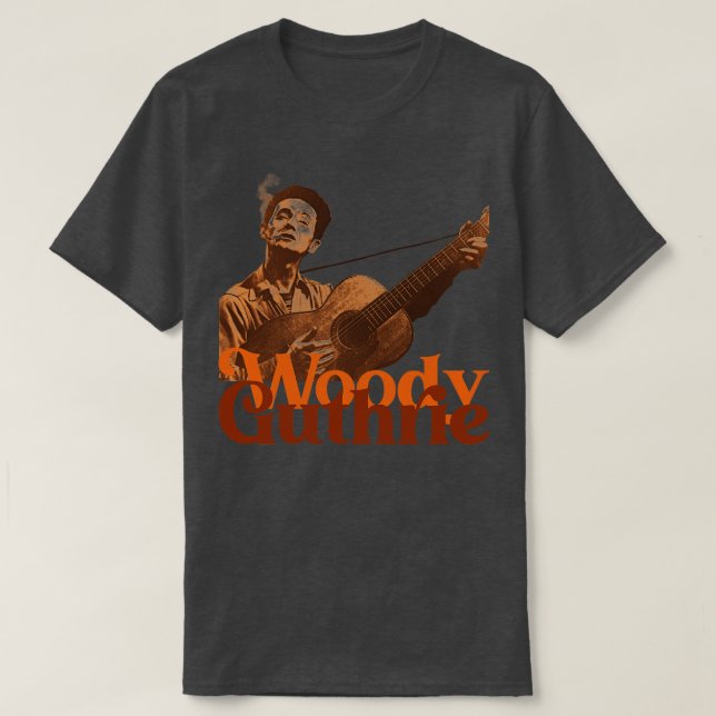 Camiseta Woody Guthrie Sepia Fade (Frente do Design)