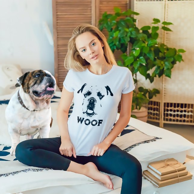 Camiseta Woof Bulldog Retrato Distinto (Criador carregado)
