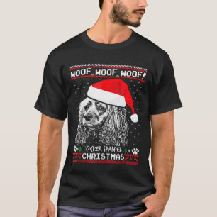 Camiseta Woof Cocker Spaniel Natal Engraçado Xmas