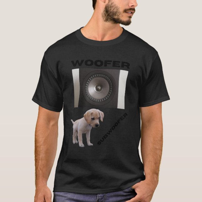 Camiseta Woofer and Subwoofer cute puppy design gift friend (Frente)