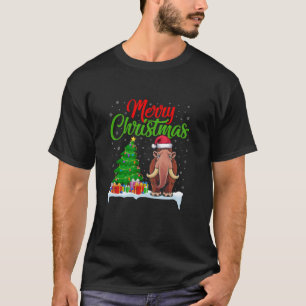 Camiseta Wooly Mammoth Árvore de Natal Luzes Xmas Wooly M