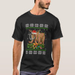 Camiseta Wooly Mammoth Christmas Lights Reindeer Santa Hat<br><div class="desc">Wooly Mammoth Natal Luzes Reindeer Santa Hat Ugly Xmas Longa Folha</div>